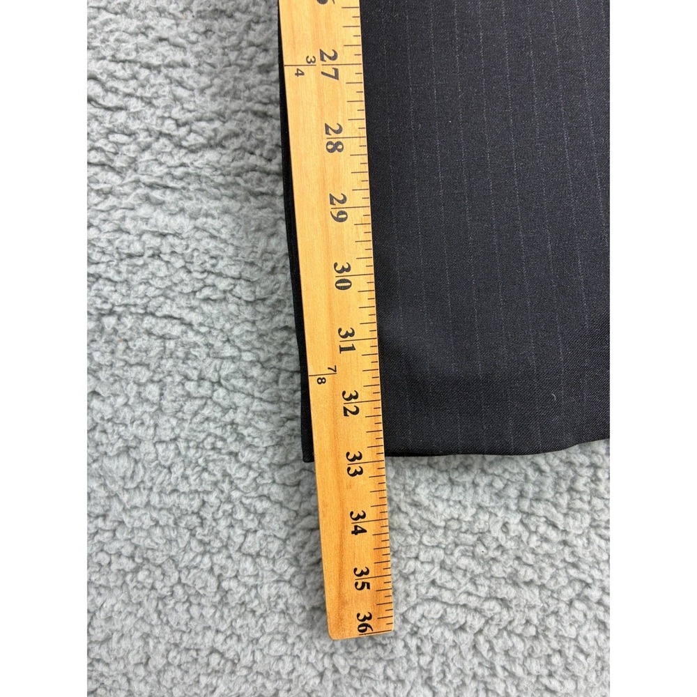 Zara Pinstripe Wide Leg Pants Women's Large Black Pleated Trousers High Waist - Picture 10 of 14